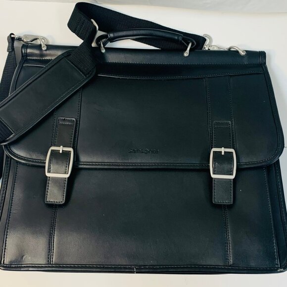 Samsonite Black Leather Portfolio Briefcase - Picture 2 of 15